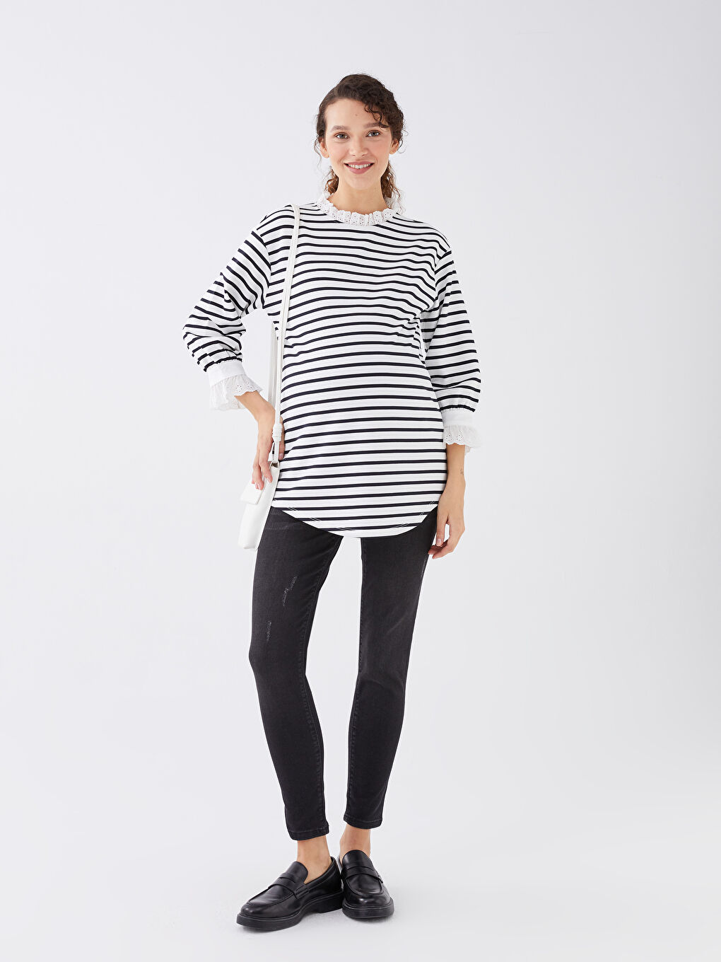 تونيك حوامل مقلم بياقة كشكش-2