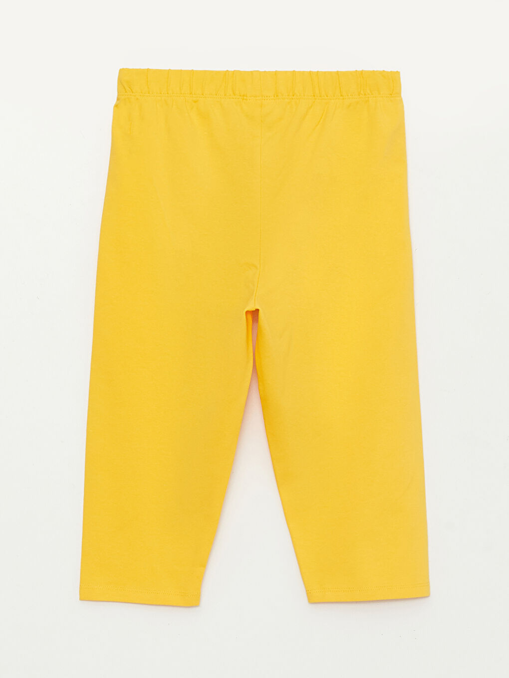 Sarı Beli Lastikli Basic Pamuklu Kız Çocuk Tayt-1