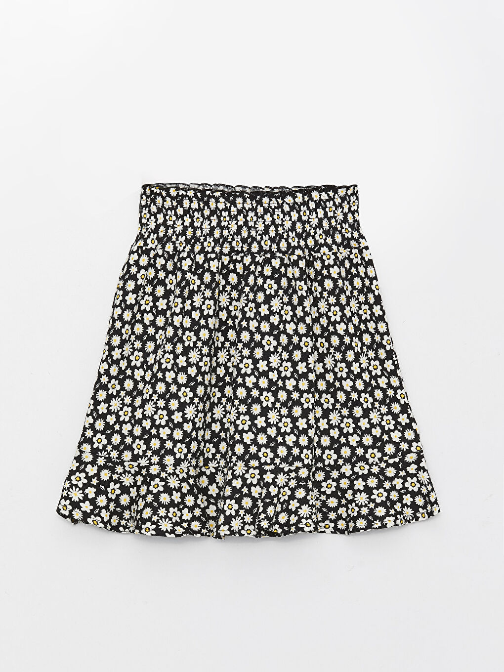 Siyah Bisiklet Yaka Baskılı Kısa Kollu Kız Çocuk Tişört ve Etek-2