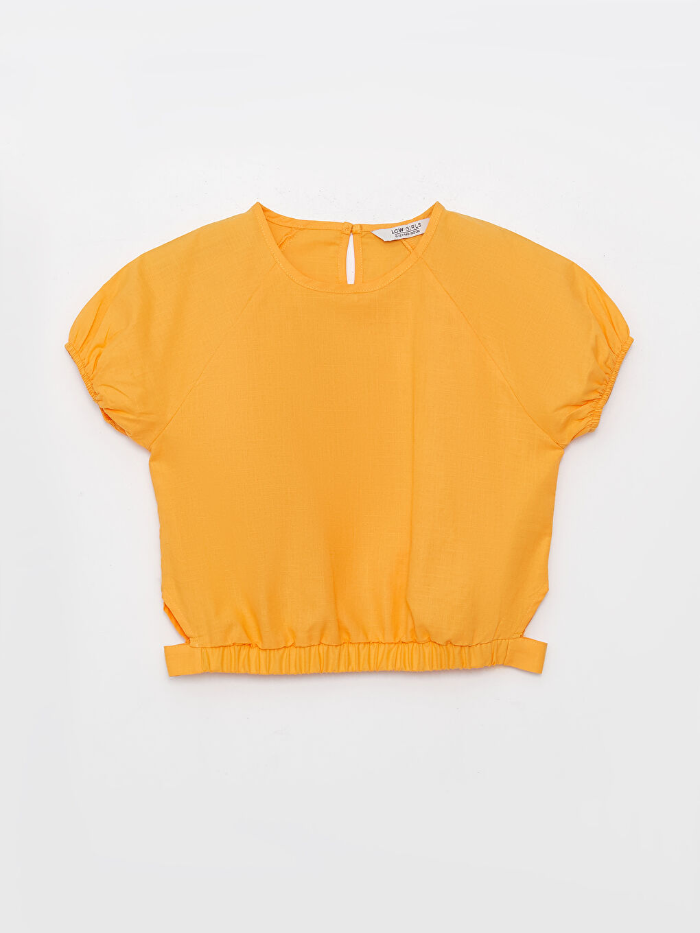 Turuncu Bisiklet Yaka Basic Kısa Kollu Kız Çocuk Crop Bluz