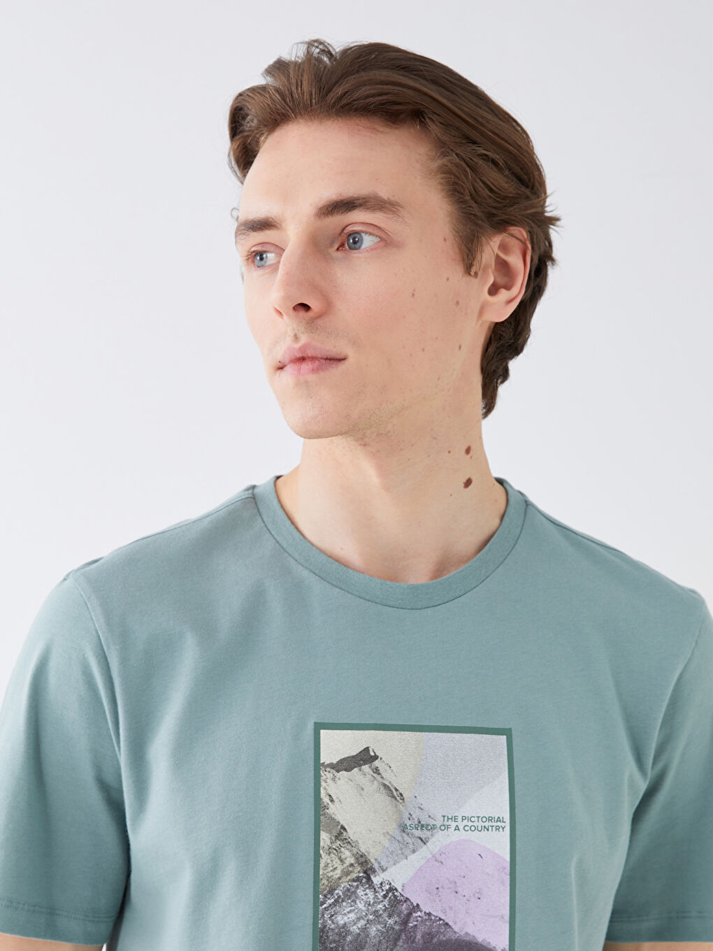 Crew Neck Short Sleeve Printed Combed Cotton Men's T-shirt-1