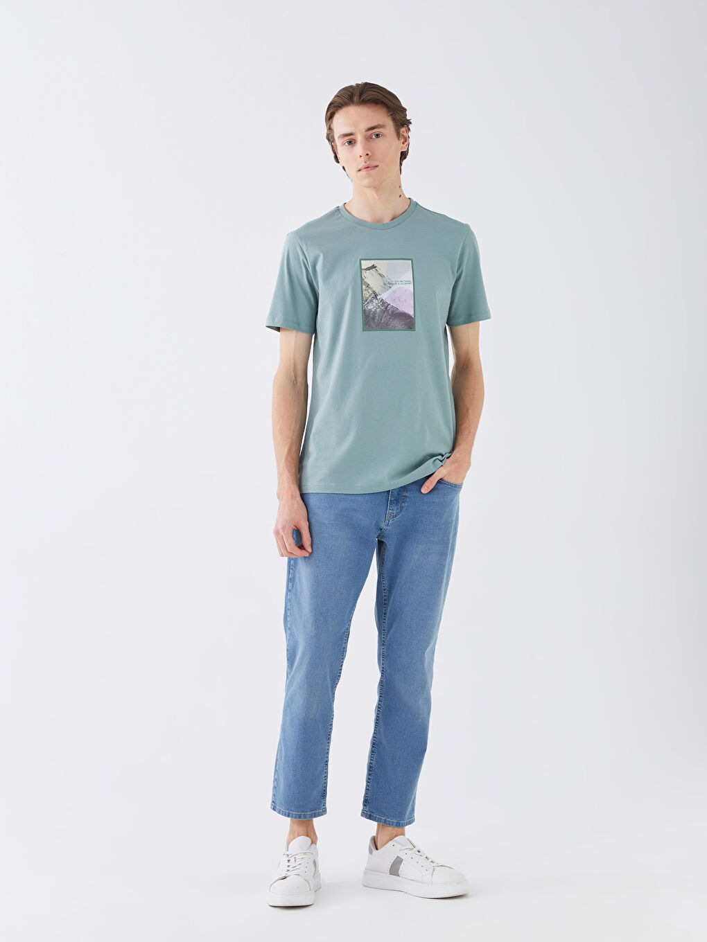 Crew Neck Short Sleeve Printed Combed Cotton Men's T-shirt-2