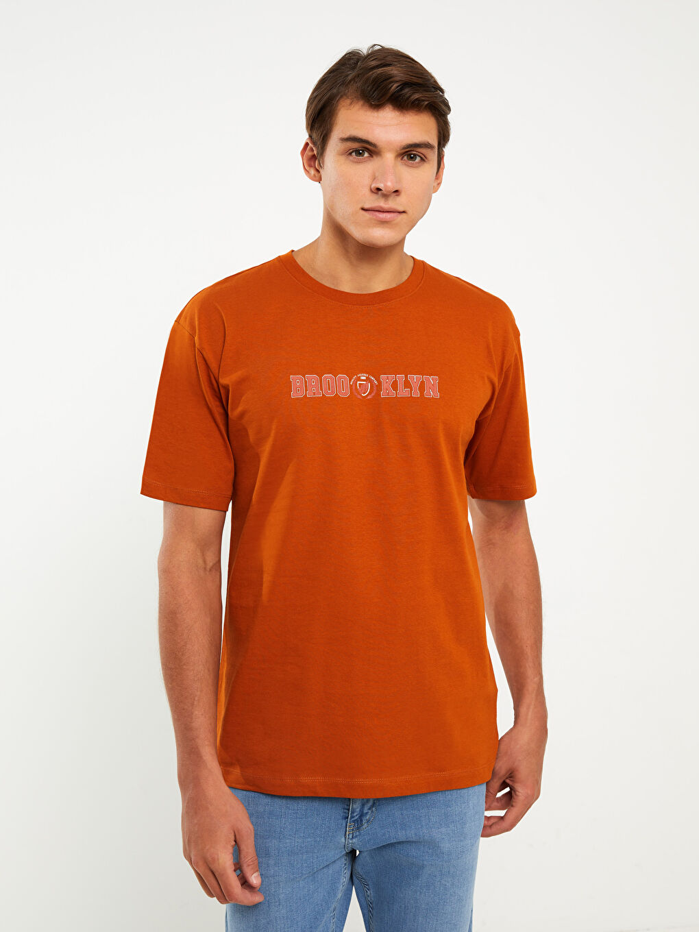 Crew Neck Short Sleeve Printed Combed Cotton Men's T-shirt -S37917Z8-H6L