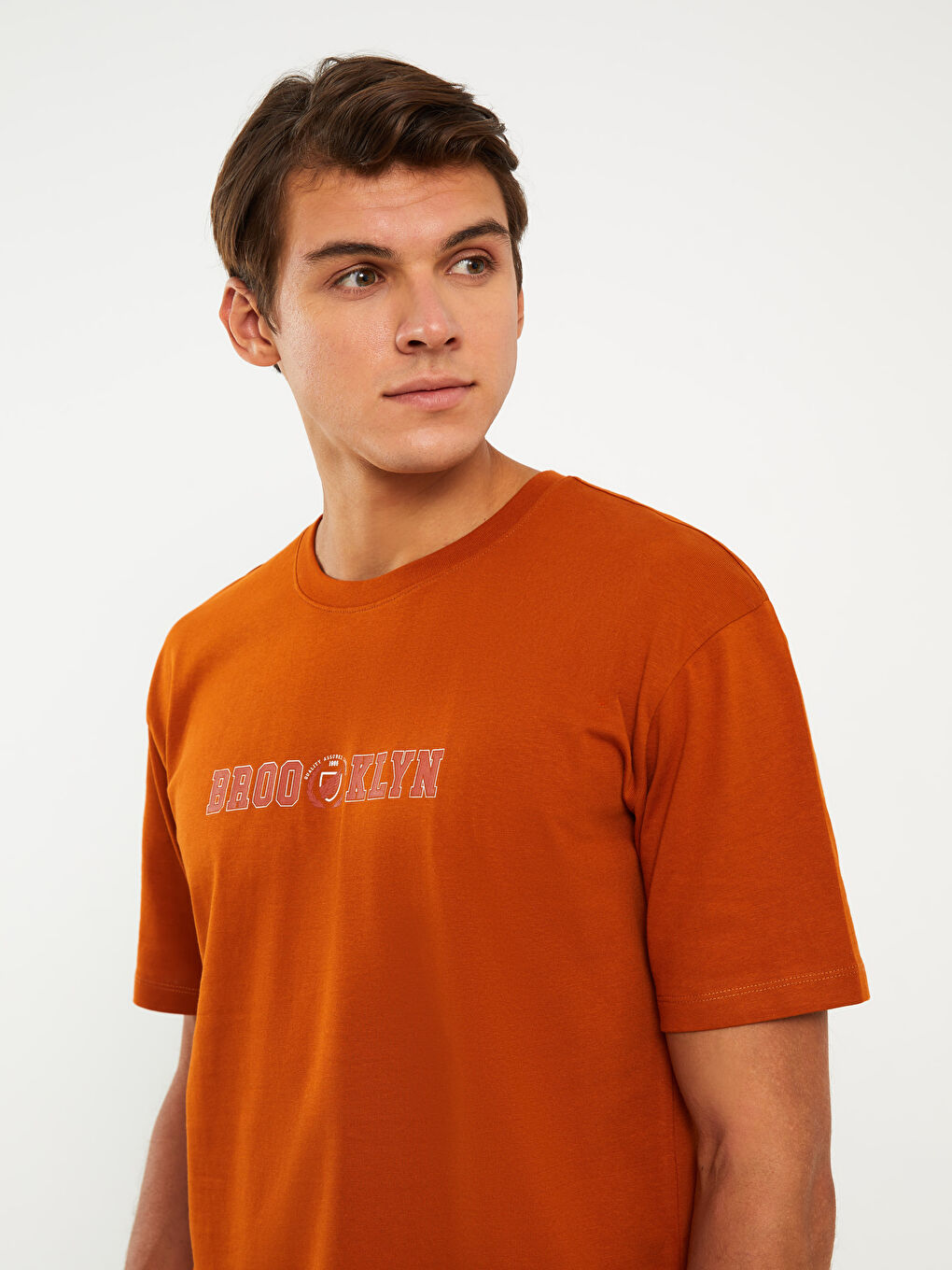Crew Neck Short Sleeve Printed Combed Cotton Men's T-shirt -S37917Z8-H6L