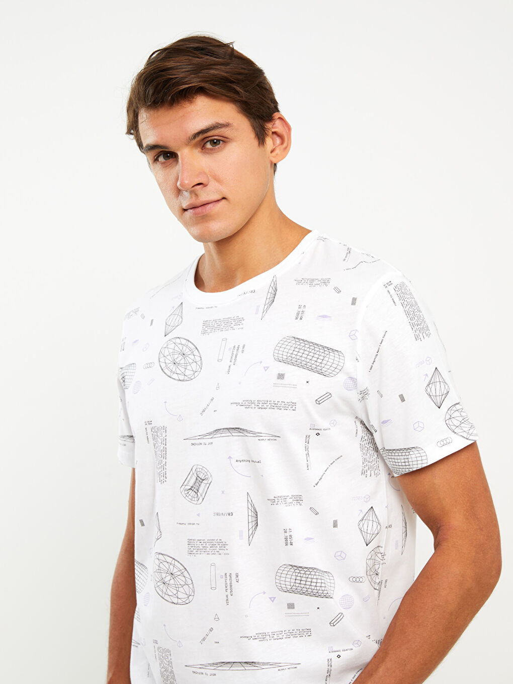XSIDE Crew Neck Short Sleeve Patterned Jersey Men's T-Shirt -S37919Z8-R5B