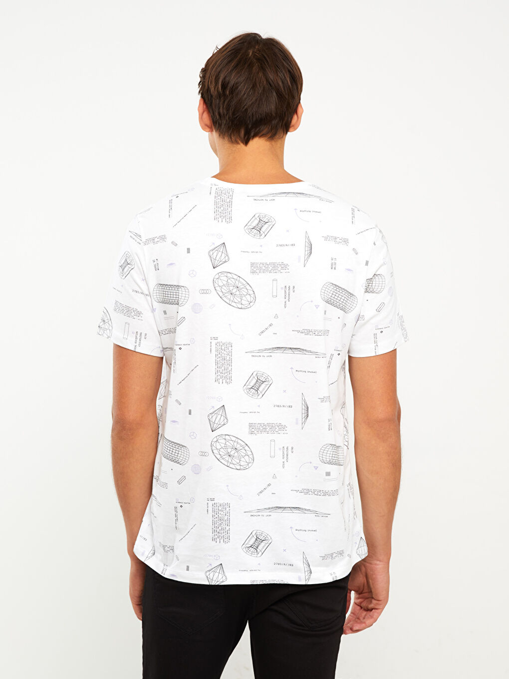XSIDE Crew Neck Short Sleeve Patterned Jersey Men's T-Shirt -S37919Z8-R5B