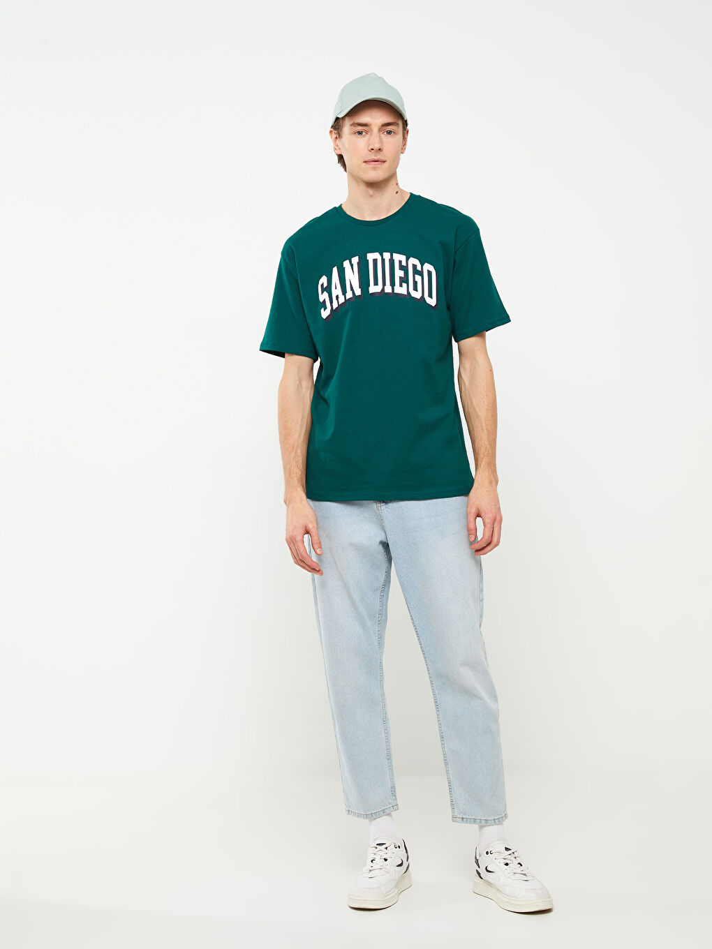 تيشيرت رجالي ياقة دائرية كم قصير مطبوع قطن ممشط-2