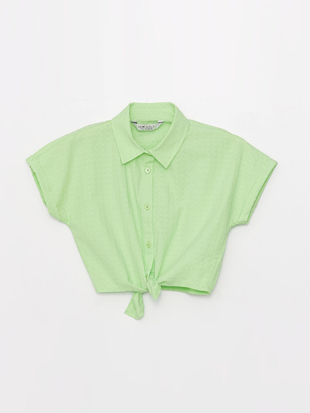 Yeşil Bisiklet Yaka Kısa Kollu Kız Çocuk Gömlek-4
