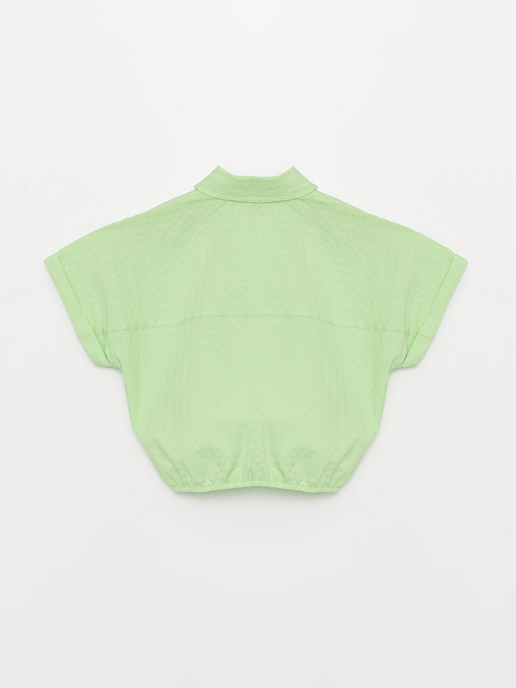 Yeşil Bisiklet Yaka Kısa Kollu Kız Çocuk Gömlek-5