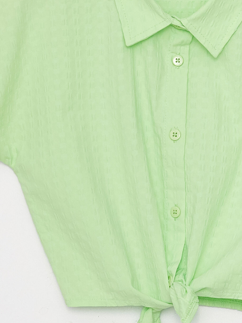 Yeşil Bisiklet Yaka Kısa Kollu Kız Çocuk Gömlek-6