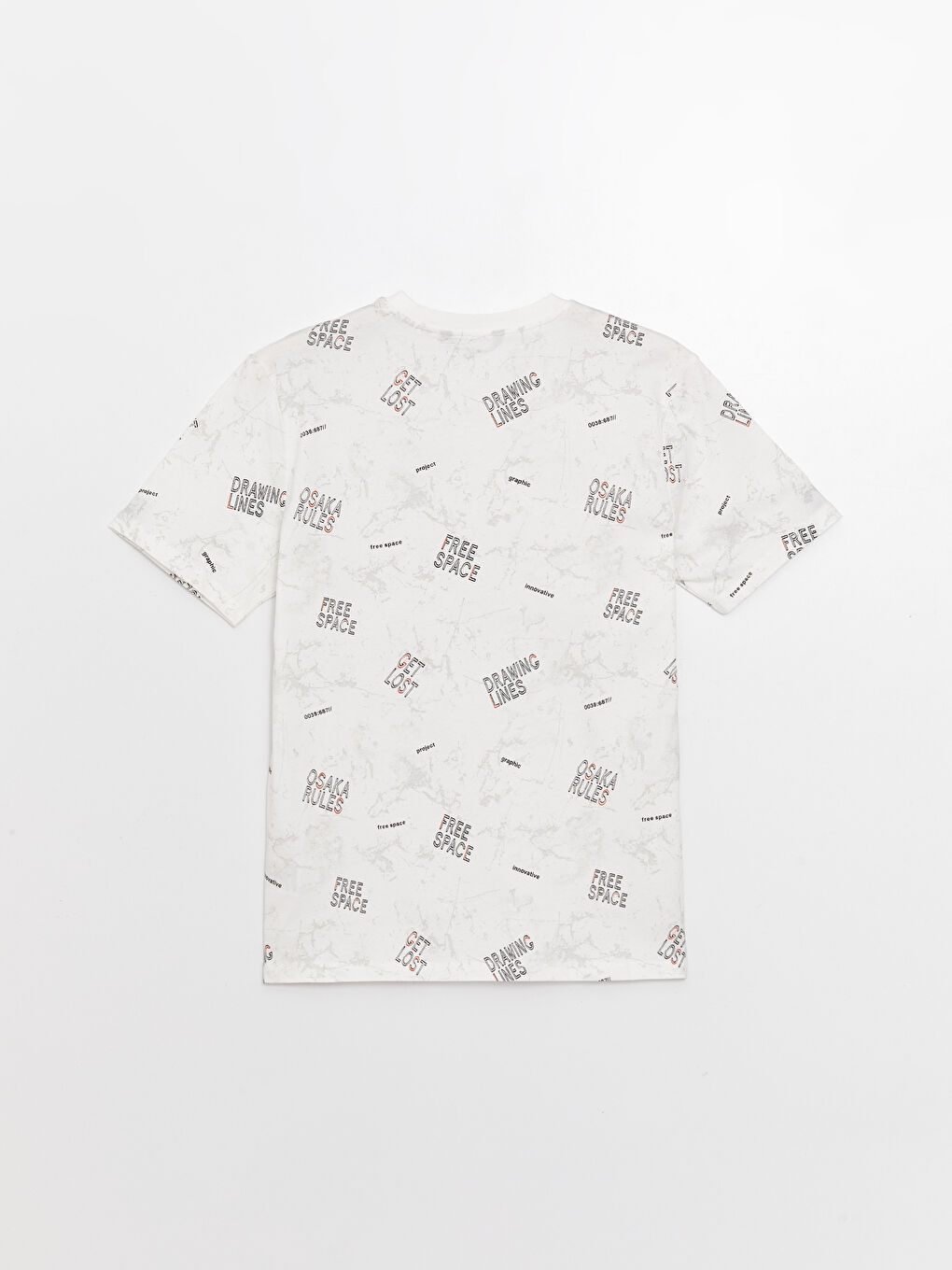 Beyaz Bisiklet Yaka Kısa Kollu Baskılı Penye Erkek Tişört-6