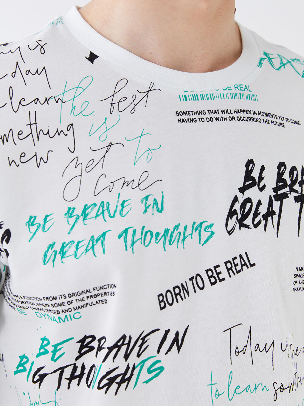 تيشيرت رجالي ياقة دائرية كم قصير مطبوع قطن ممشط-3