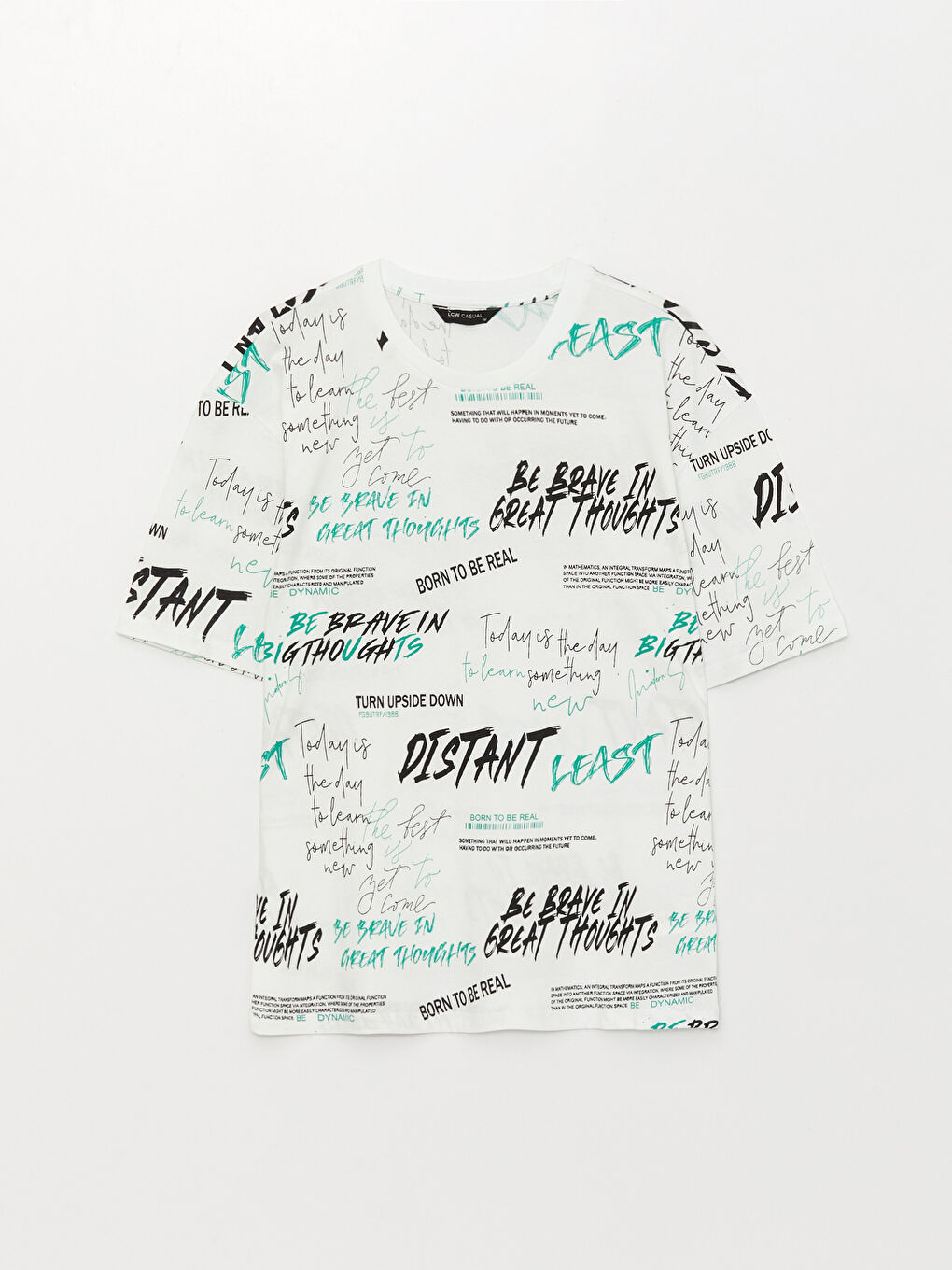 تيشيرت رجالي ياقة دائرية كم قصير مطبوع قطن ممشط-5