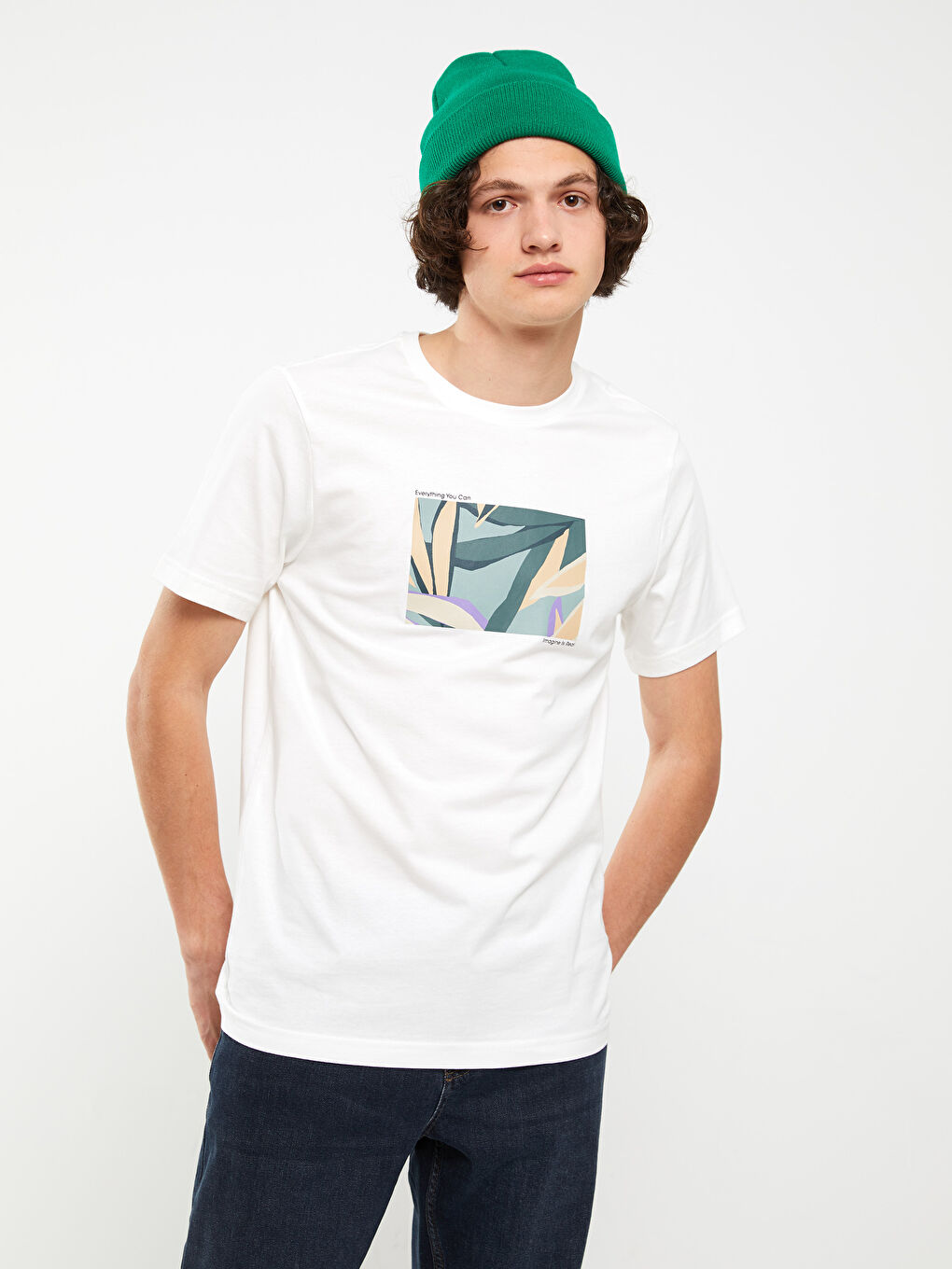 Футболка для чоловіків з круглим вирізом, коротким рукавом, з принтом, з чесаної бавовни-1