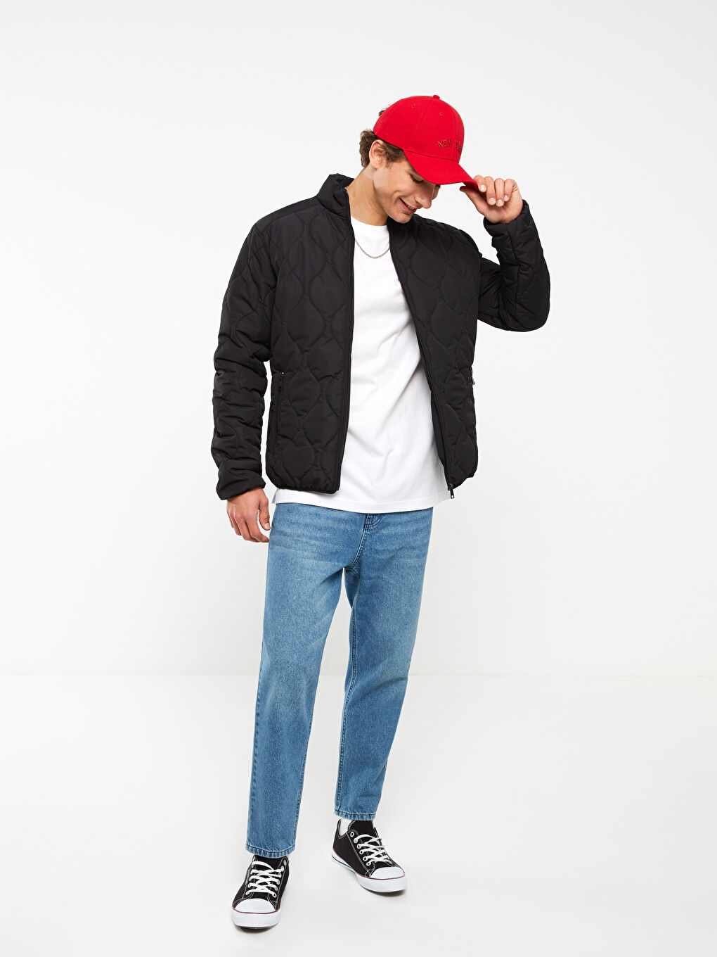 Kırmızı Yazı Nakışlı Erkek Kep Şapka-1