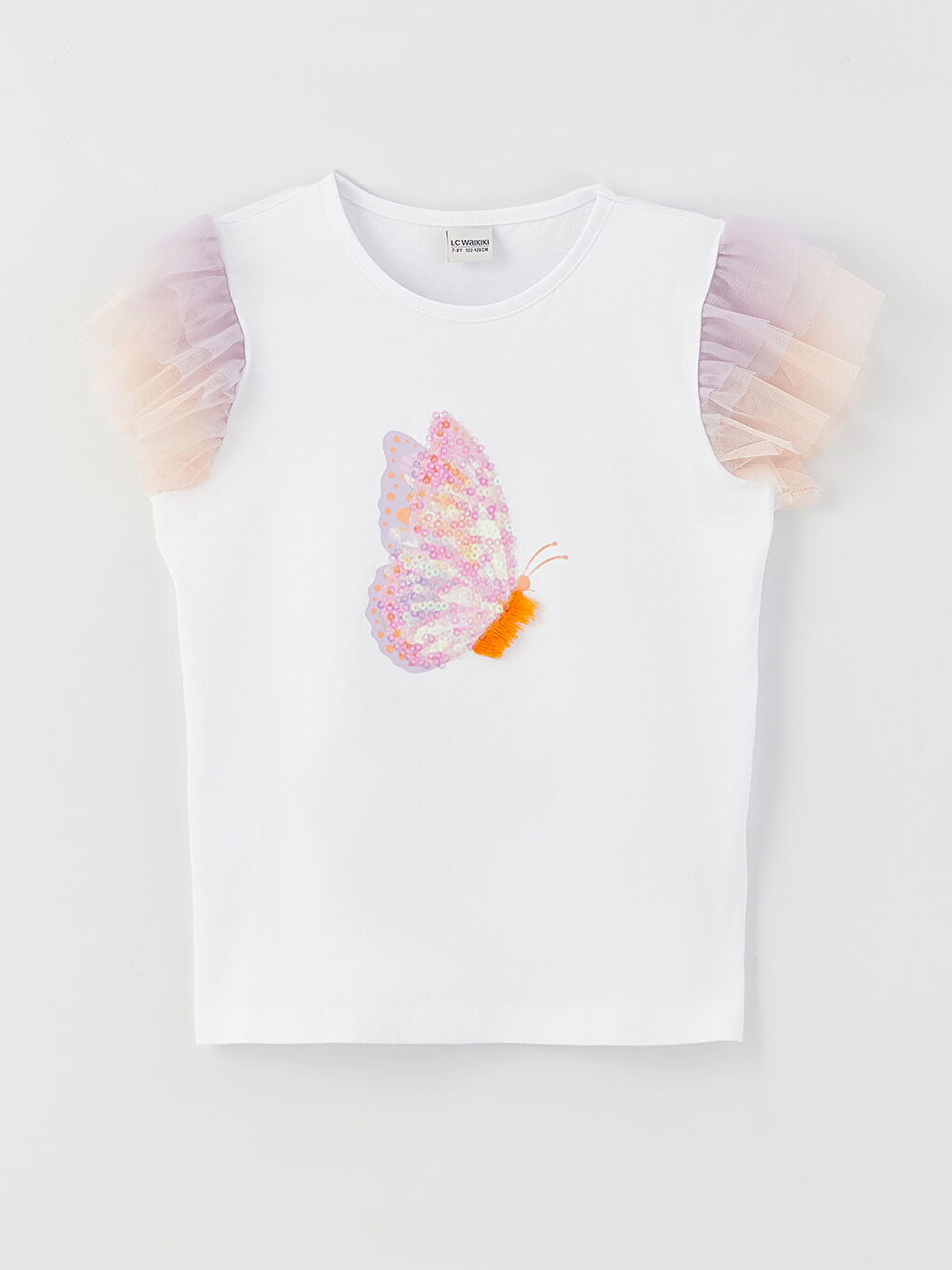 Crew Neck Sequined Short Sleeve Girls' T-Shirt