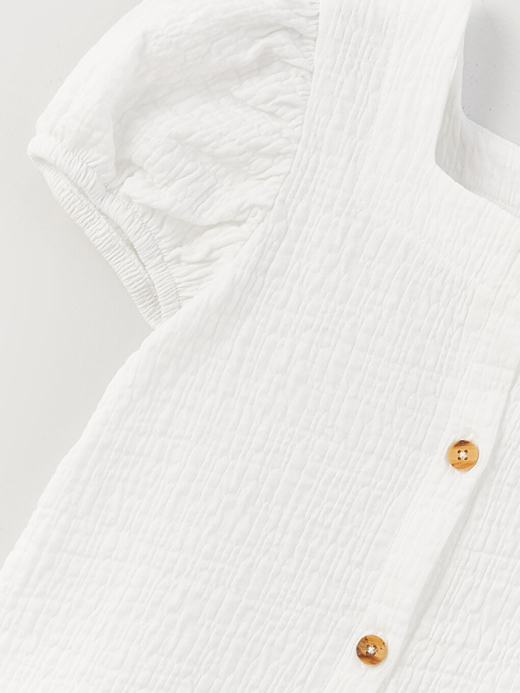 Beyaz Kare Yaka Kısa Kollu Kız Çocuk Tişört-2