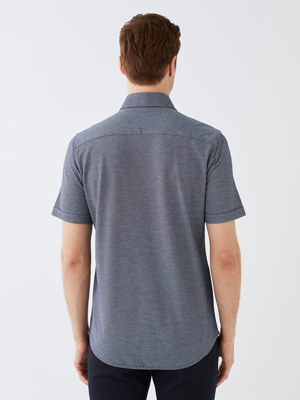 Lacivert Regular Fit Kısa Kollu Erkek Gömlek-4