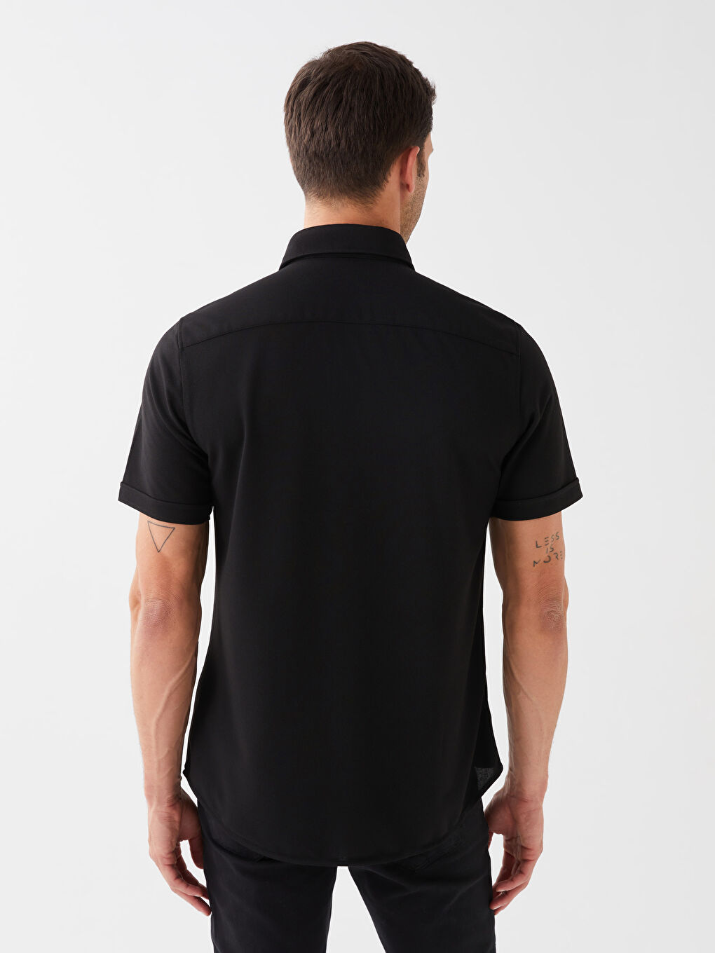 Siyah Regular Fit Kısa Kollu Erkek Gömlek-4