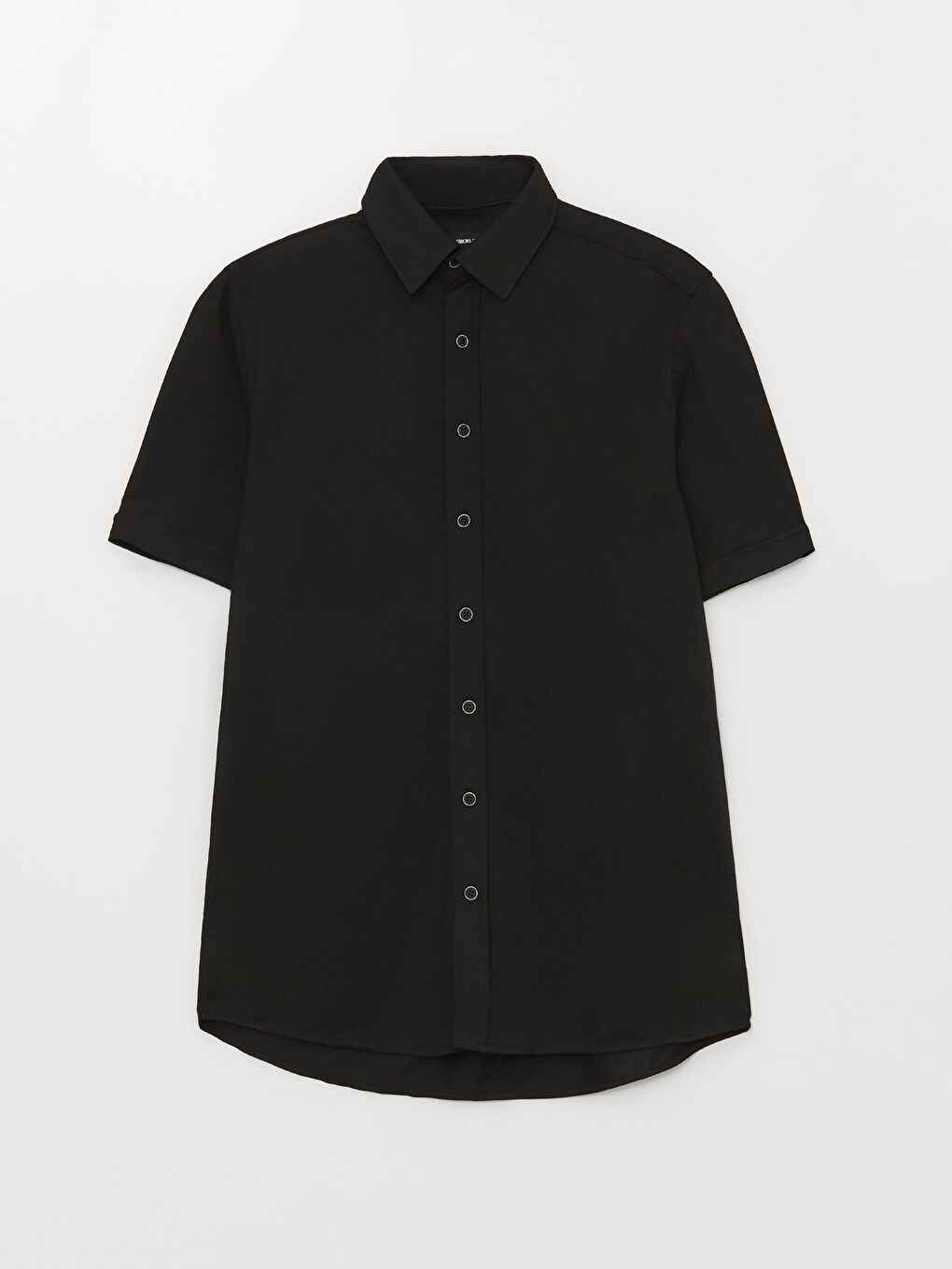 Siyah Regular Fit Kısa Kollu Erkek Gömlek-5