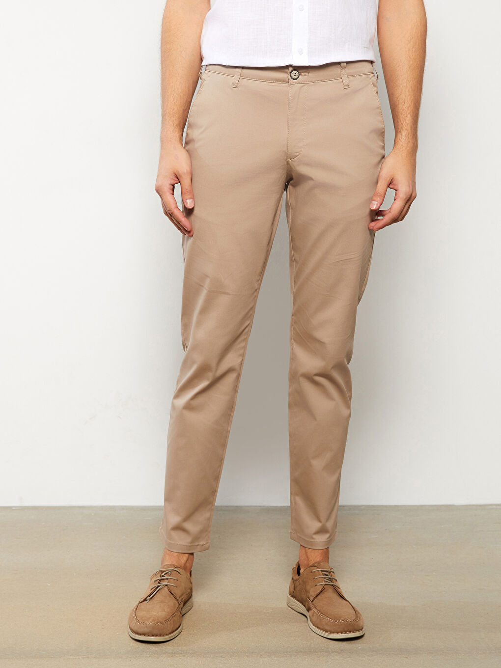 LCWAIKIKI Classic Bej Dar Kalıp Gabardin Erkek Chino Pantolon - 3