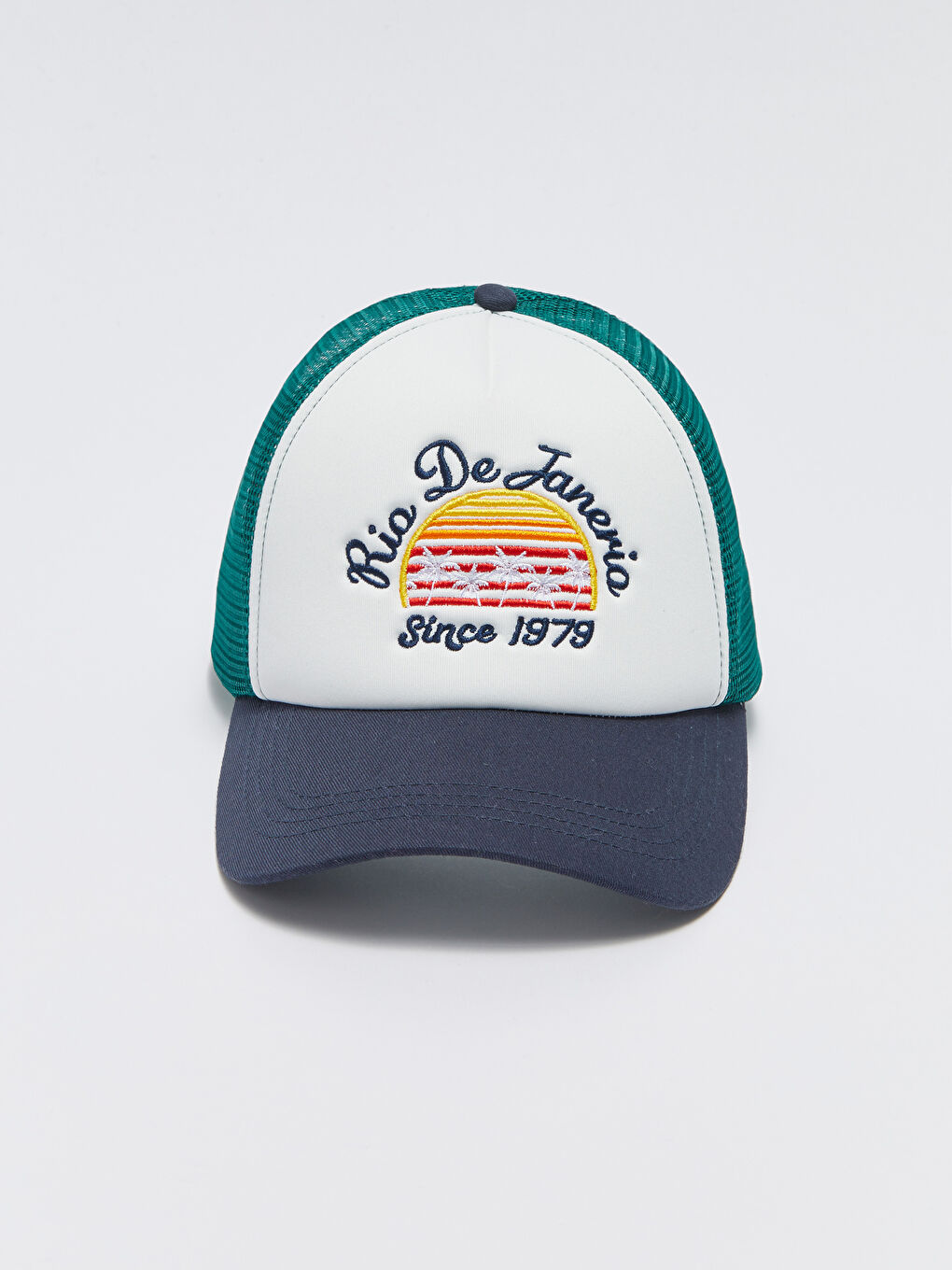 Lacivert Yazı Nakışlı Erkek Kep Şapka-2