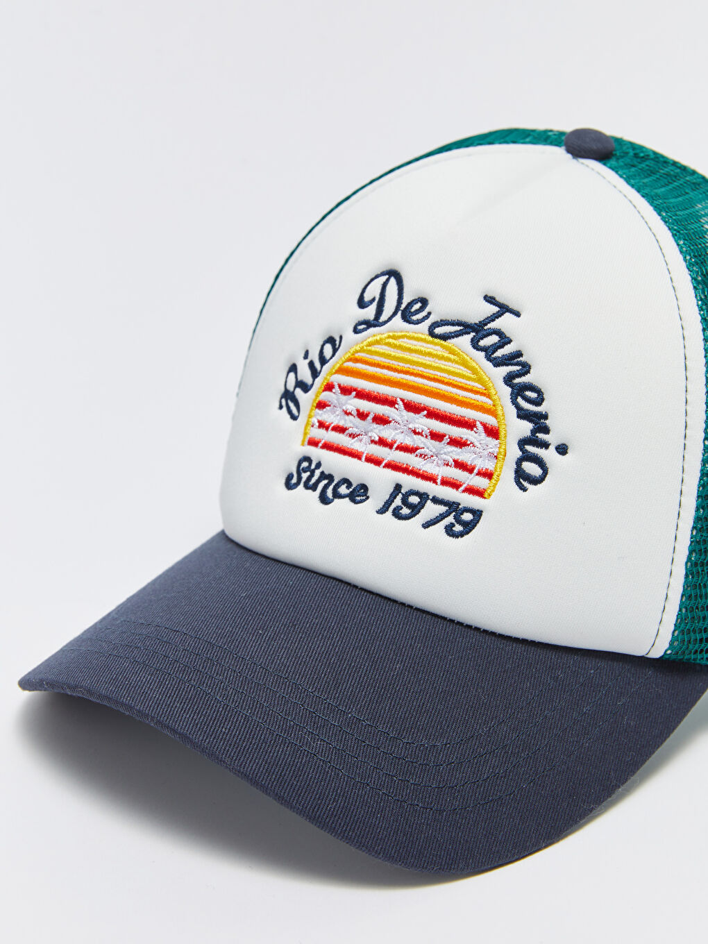 Lacivert Yazı Nakışlı Erkek Kep Şapka-3