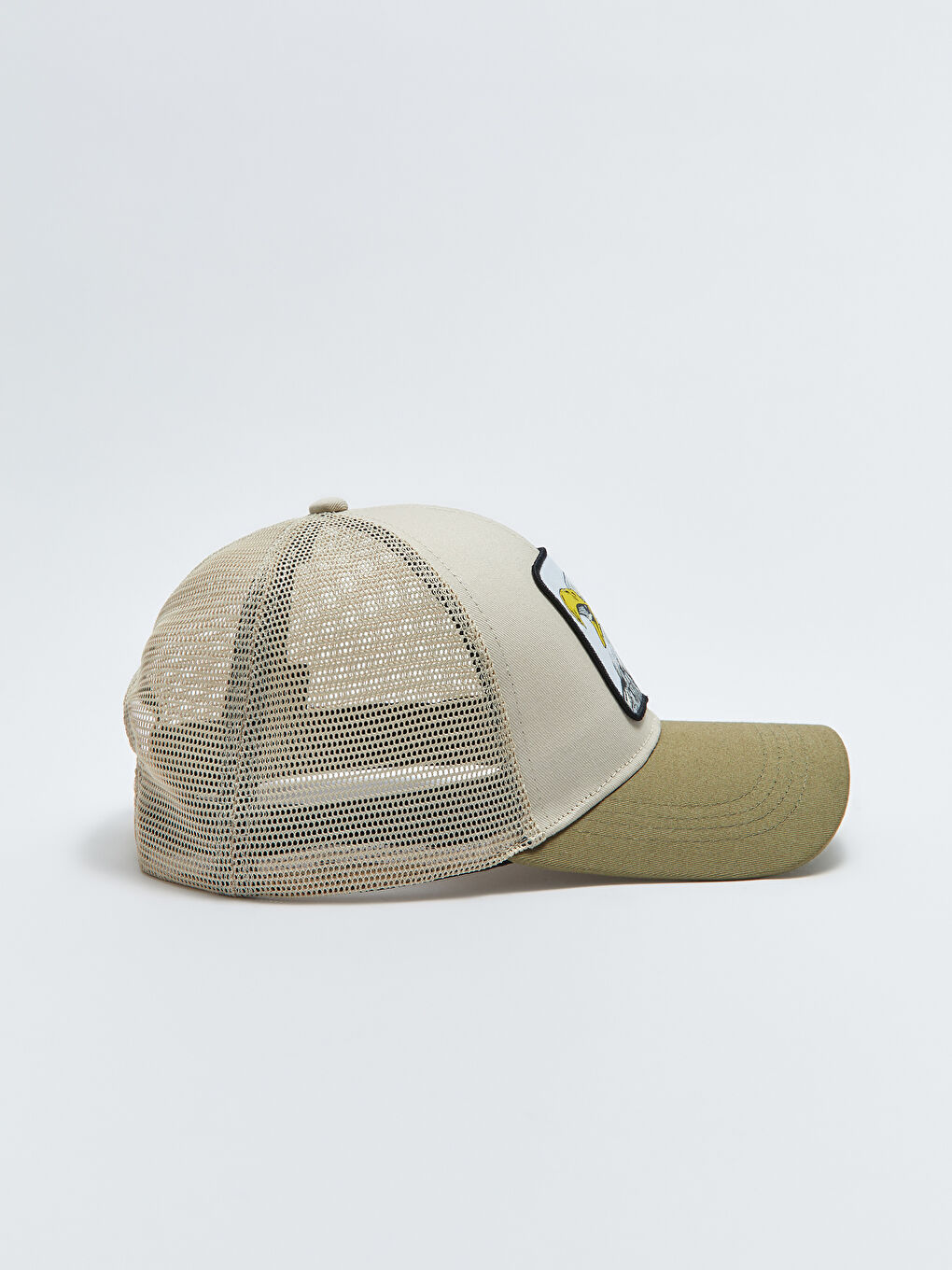 Bej Etiket Nakışlı Erkek Kep Şapka-3