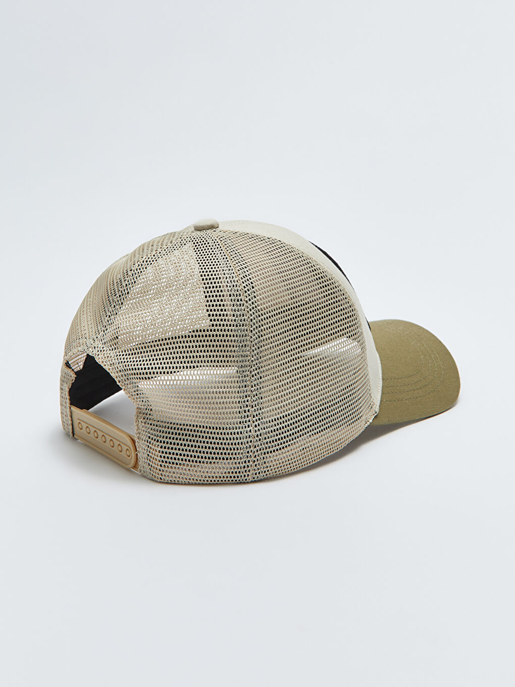Bej Etiket Nakışlı Erkek Kep Şapka-4