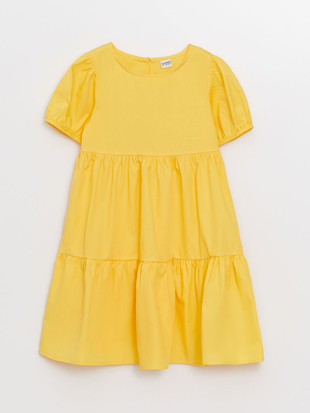 Sarı Bisiklet Yaka Basic Kısa Kollu Kız Çocuk Elbise