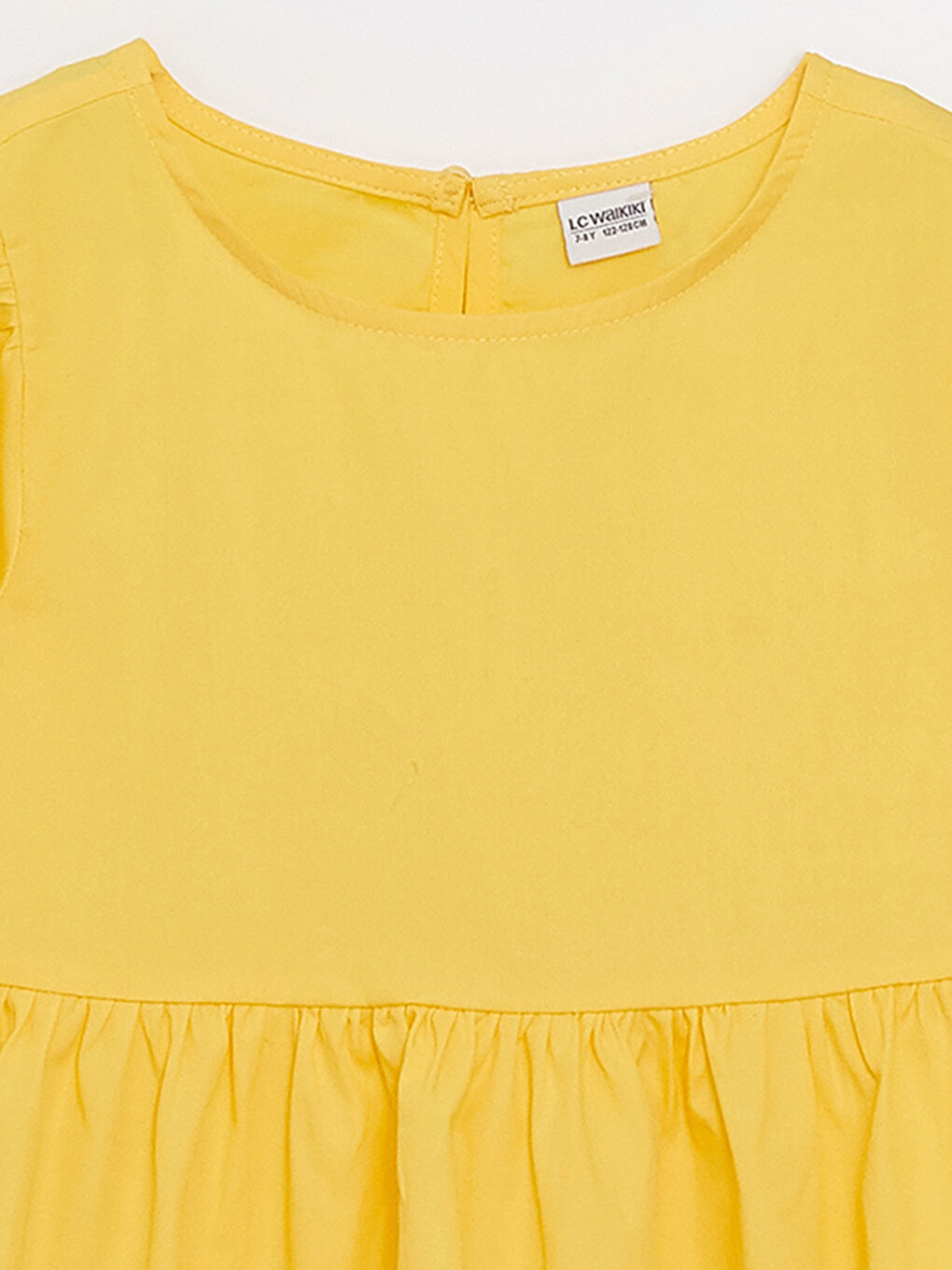 Sarı Bisiklet Yaka Basic Kısa Kollu Kız Çocuk Elbise-2