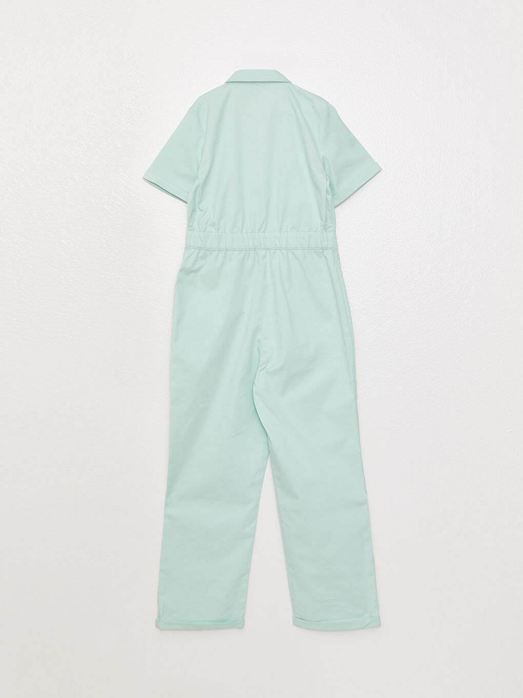 Salopetă cu Guler de Cămașă, Mânecă Scurtă, Simplă pentru Fete-1