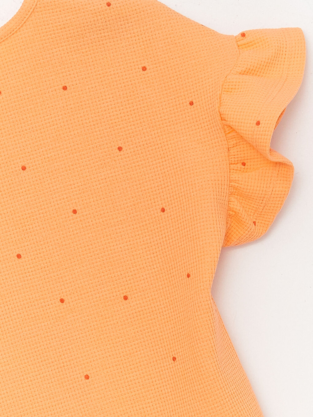 Turuncu Bisiklet Yaka Nakışlı Kısa Kollu Kız Çocuk Tişört-2