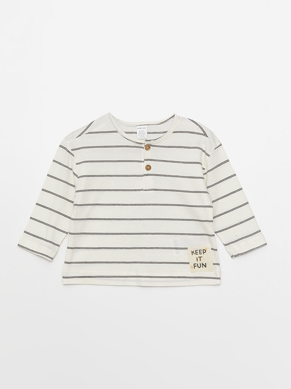 تيشيرت كم طويل مخطط بياقة دائرية وبنطلون طقم 2 قطع للأولاد الرضع-1