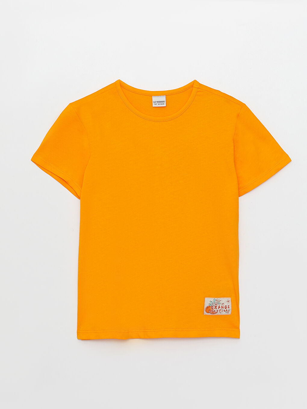 Turuncu Bisiklet Yaka Basic Kısa Kollu Kız Çocuk Tişört