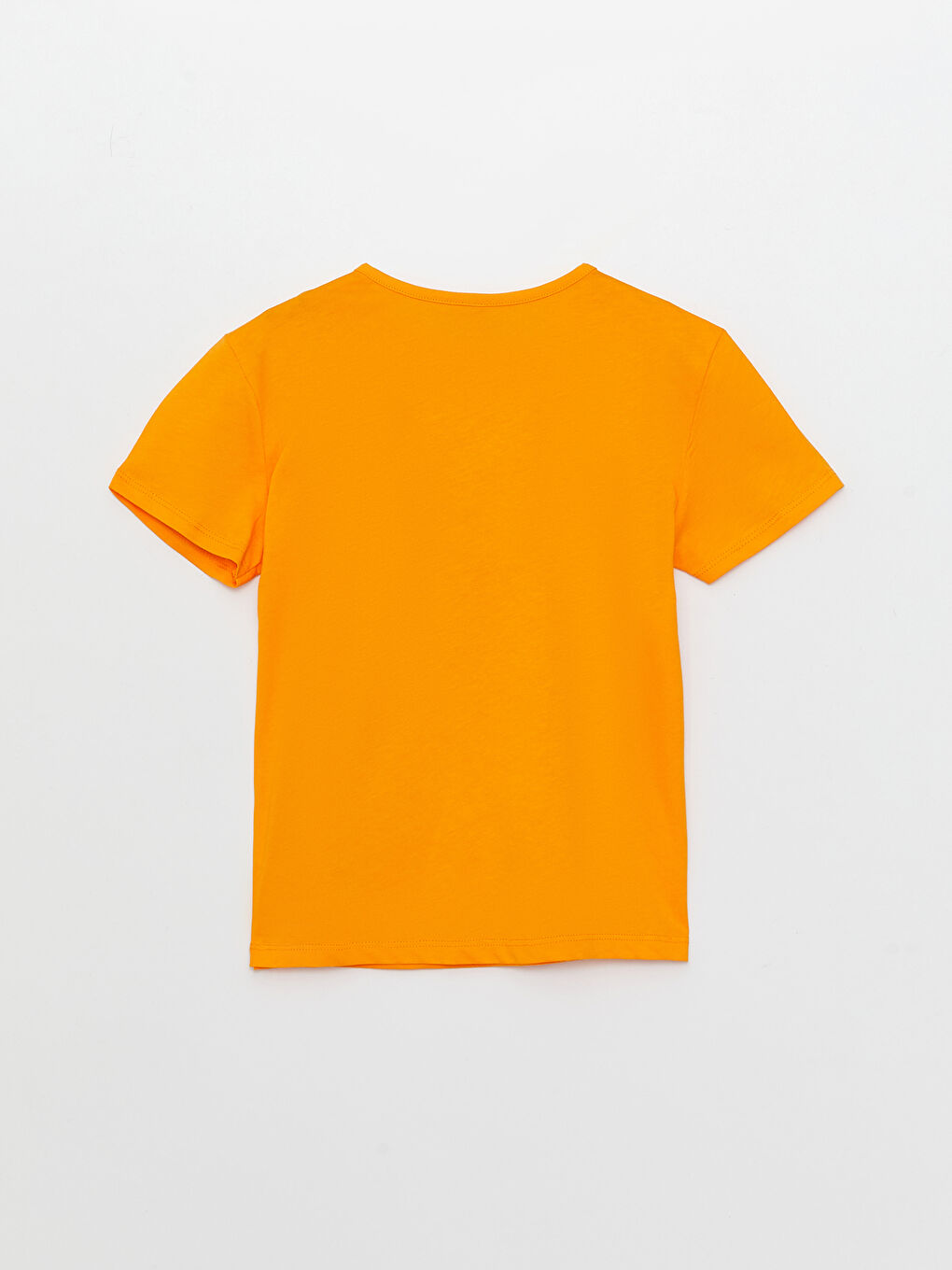 Turuncu Bisiklet Yaka Basic Kısa Kollu Kız Çocuk Tişört-1