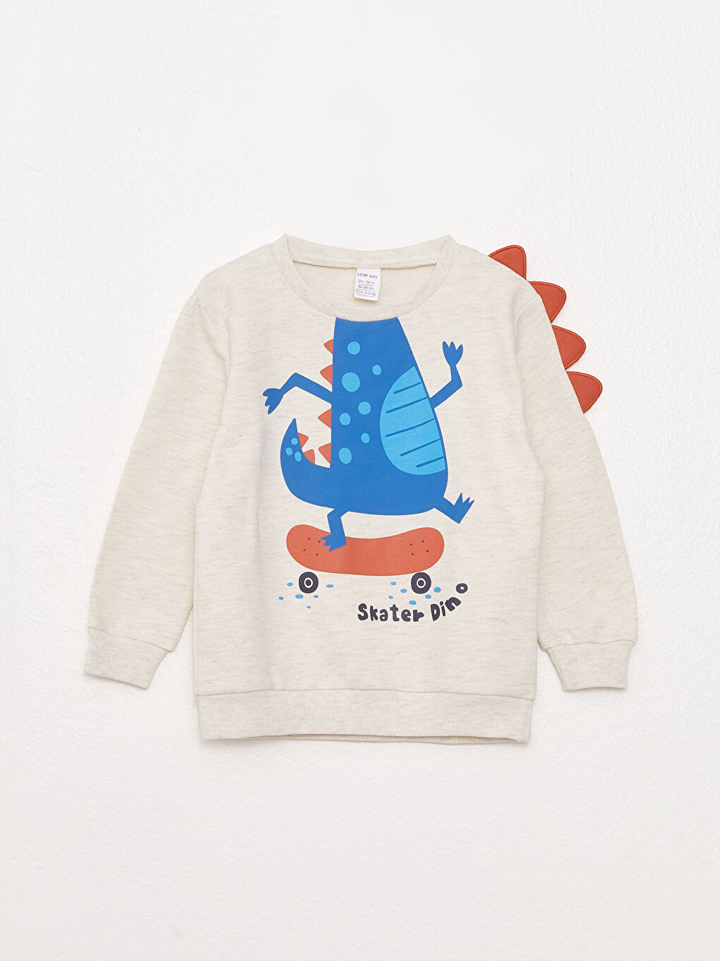 Beyaz Bisiklet Yaka Uzun Kollu Baskılı Erkek Bebek Sweatshirt ve Eşofman Alt 2'li Takım-1