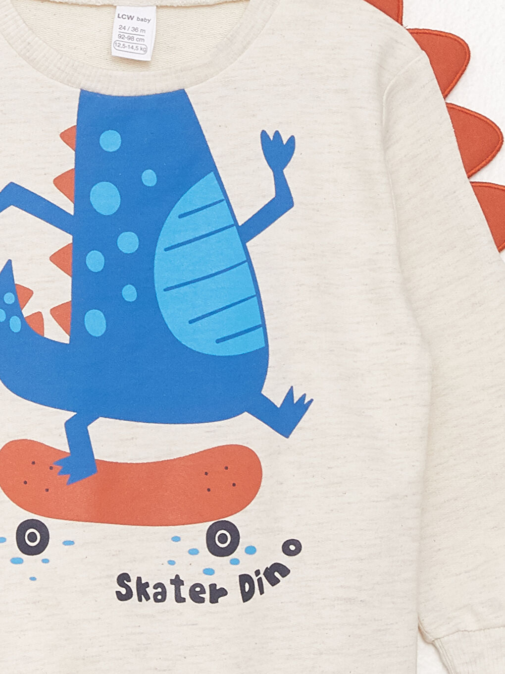 Beyaz Bisiklet Yaka Uzun Kollu Baskılı Erkek Bebek Sweatshirt ve Eşofman Alt 2'li Takım-3