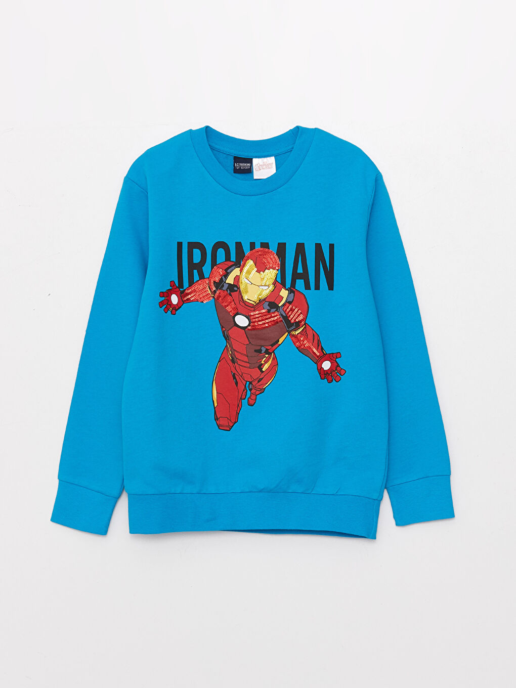 Crew Neck Iron Man Printed Long Sleeve Boy Sweatshirt -S38132Z4-GVU