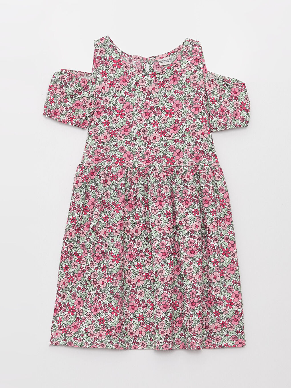 LCW Kids Crew Neck Patterned Short Sleeve Girls' Dress -S38138Z4-LRA