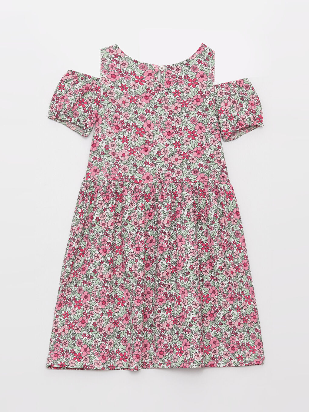 LCW Kids Crew Neck Patterned Short Sleeve Girls' Dress -S38138Z4-LRA