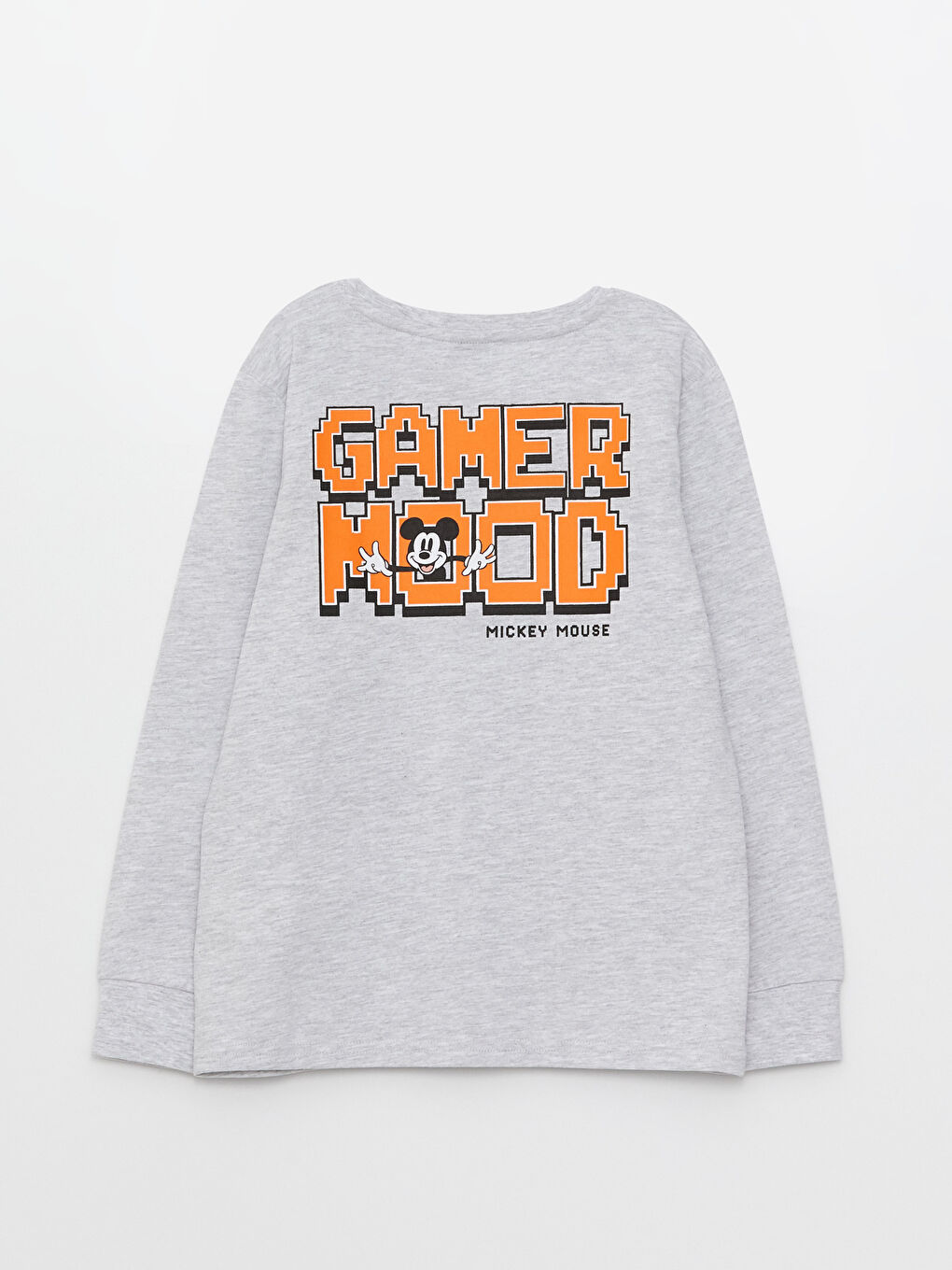 Crew Neck Mickey Mouse Printed Long Sleeve Boy T-Shirt-1