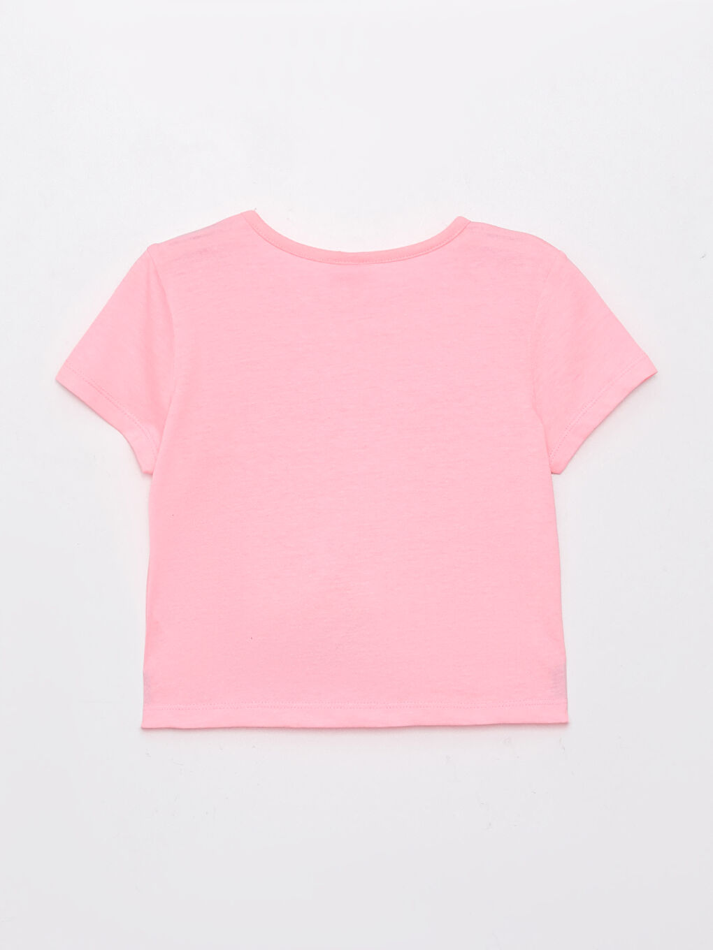 მრგვალი საყელო ნაბეჭდი მოკლე სახელო გოგონებისთვის ქროფ ტოპ მაისური-1