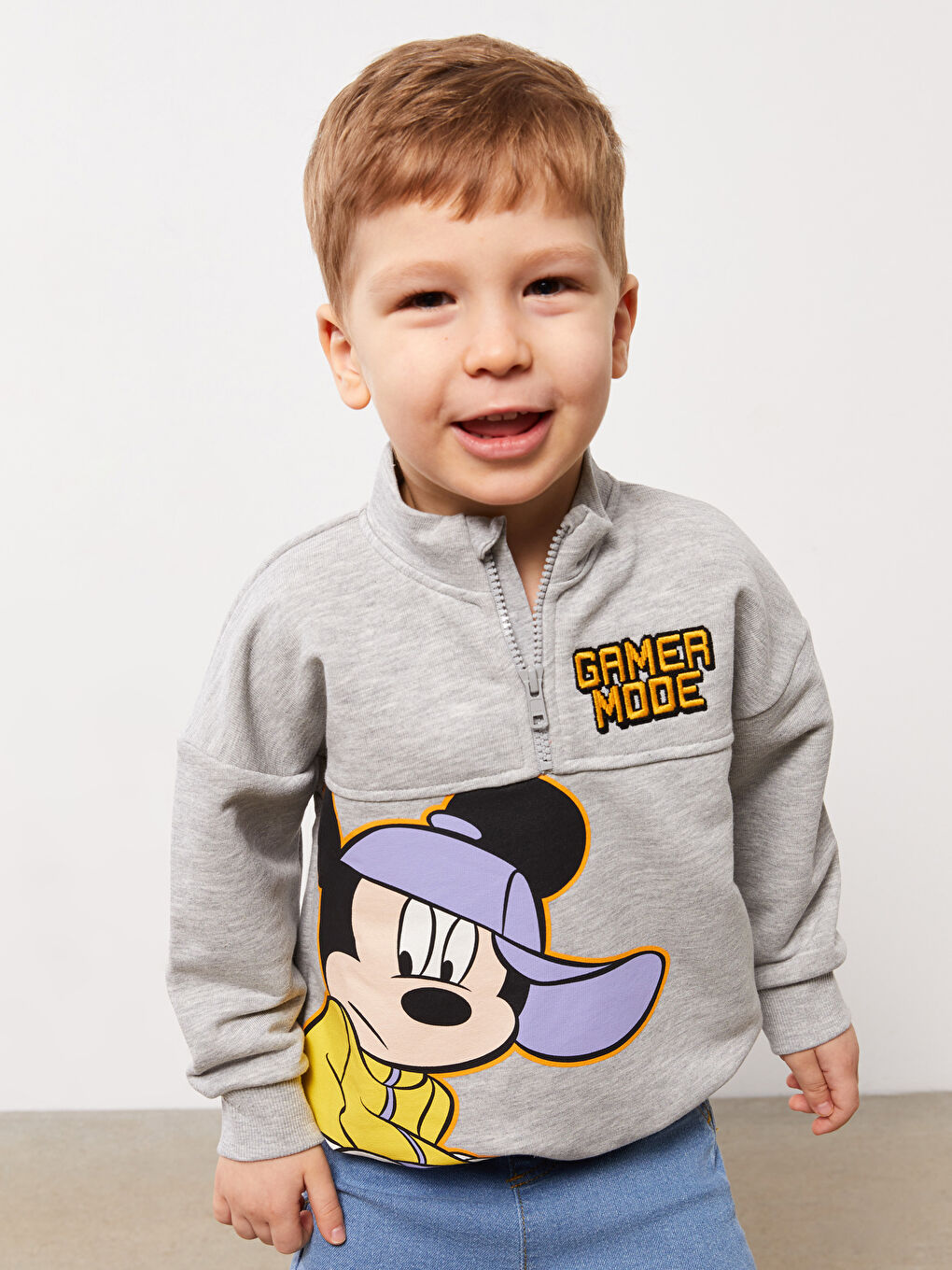 LCW baby High Collar Long Sleeve Mickey Mouse Printed Baby Boy Sweatshirt -S38153Z1-D5P