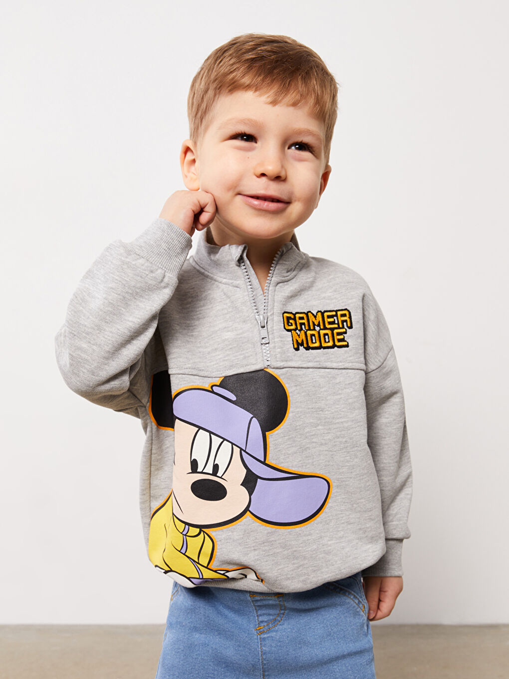 LCW baby High Collar Long Sleeve Mickey Mouse Printed Baby Boy Sweatshirt -S38153Z1-D5P