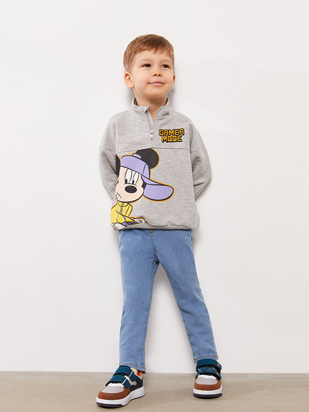 LCW baby High Collar Long Sleeve Mickey Mouse Printed Baby Boy Sweatshirt -S38153Z1-D5P
