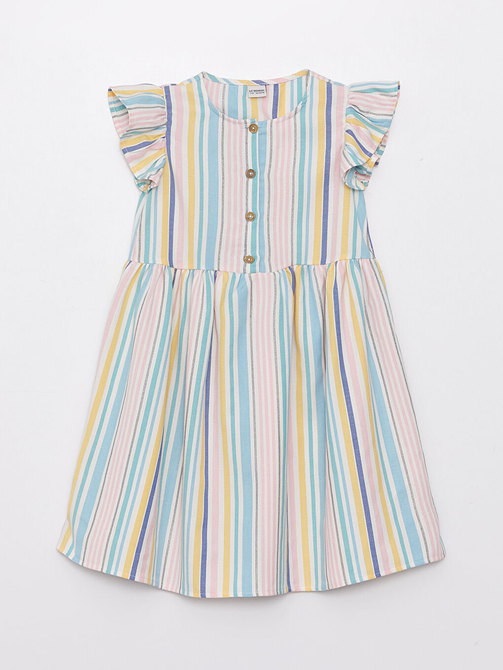Crew Neck Striped Short Sleeve Girls' Dress -S38203Z4-P8J