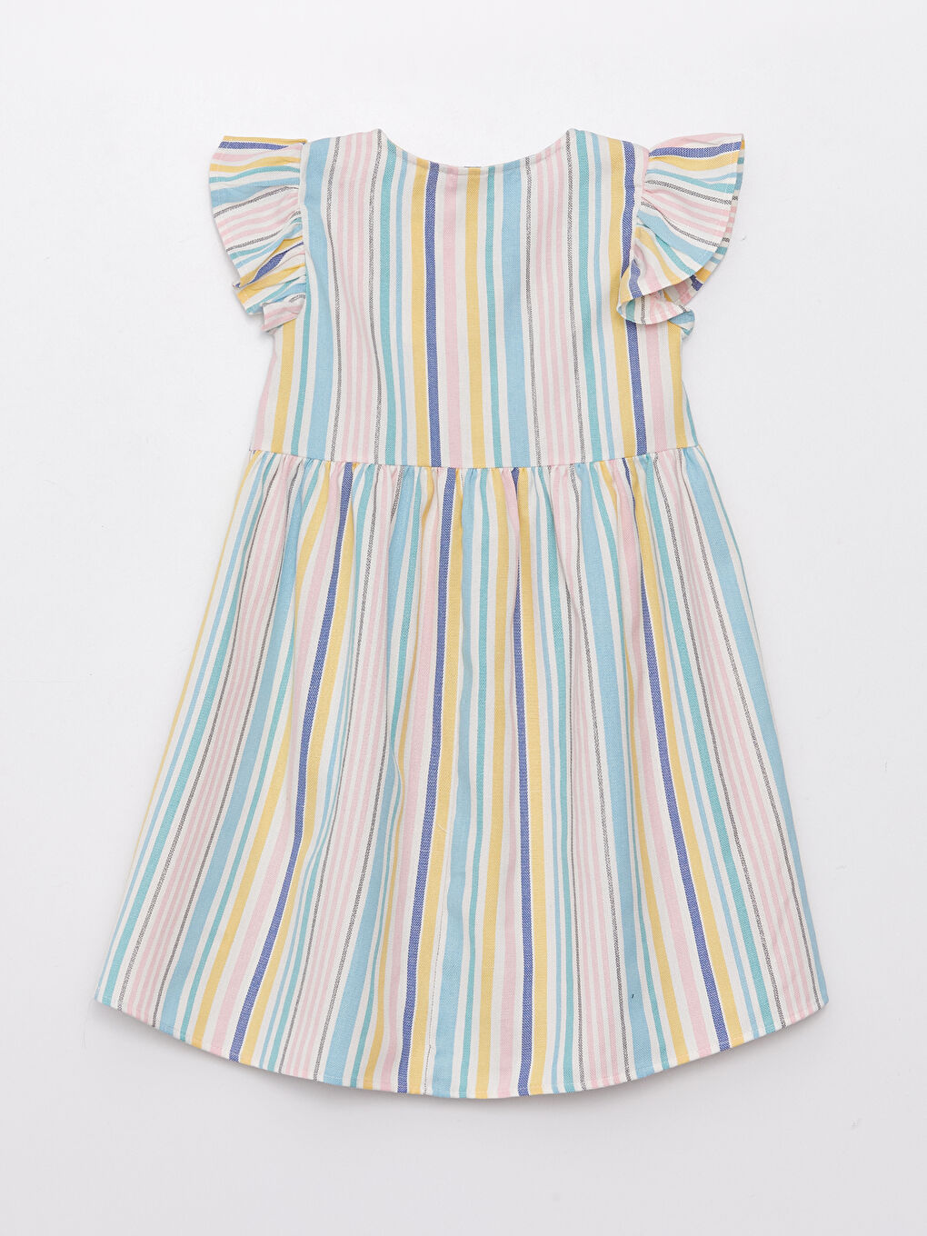 Crew Neck Striped Short Sleeve Girls' Dress -S38203Z4-P8J