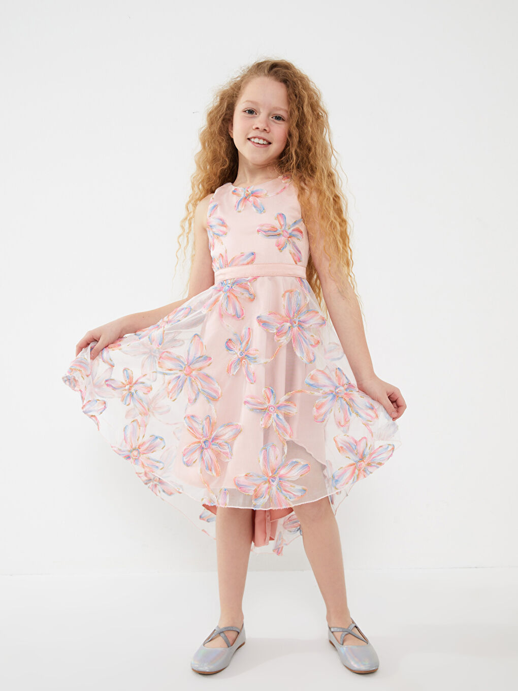 Abendkleid für Mädchen mit Rundhalsausschnitt