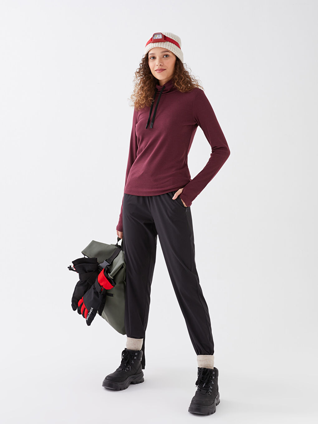 Women's Elastic Waist Plain Jogger Trousers